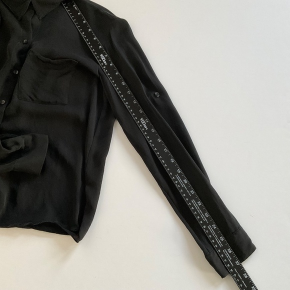 Chelsea Flower 100% Silk Button Up Blouse XS Black Open Back Sexy Night Out Y2K - Picture 7 of 13